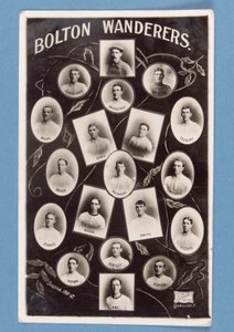 Ansichtkaart van Bolton Wanderers FC spelers, seizoen 1911-12 door English School