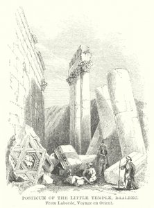 Posticum van de Kleine Tempel, Baalbec (gravure)