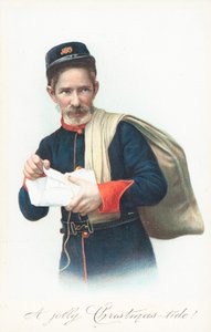 Postbode met zak, Kerstkaart