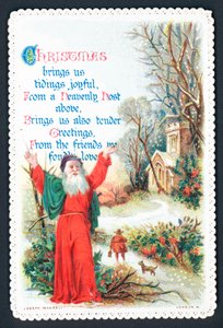Predikant buiten Kerk, Kerstkaart door English School