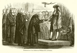 Overhandiging van een adres aan Willem III in Oxford