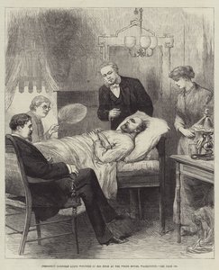 President Garfield gewond in zijn kamer in het Witte Huis, Washington door English School