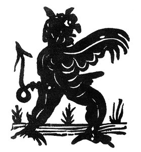 Priapische demon. illustratie uit een vroege 17e-eeuwse broadside ballad A Warning for All Lewd Livers