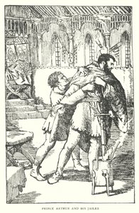 Prins Arthur en zijn gevangenbewaarder (litho) door English School