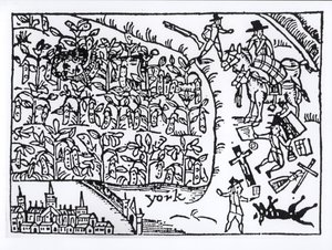 Prins Rupert (1619-82) verstopt zich in een bonenveld tijdens de slag bij Marston Moor op 2 juli 1644 door English School