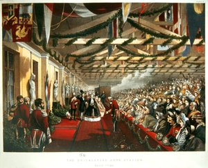 Prinses Alexandra van Denemarken arriveert in Londen op 7 maart 1863 op The Bricklayers Arms Station met haar toekomstige echtgenoot, de Prins van Wales. 1863