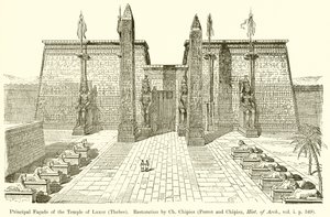 Hoofdgevel van de Tempel van Luxor (Thebe) door English School