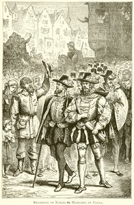 Processie van Edelen naar Margaretha van Parma door English School