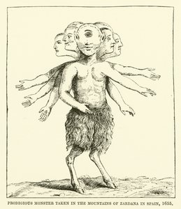Wonderbaarlijk monster gevangen in de bergen van Zardana in Spanje, 1655 door English School