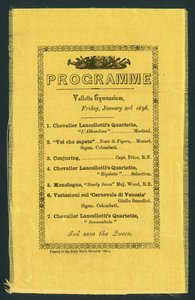 Programma voor het Valletta Gymnasium, 3 januari 1896 (prent) door English School