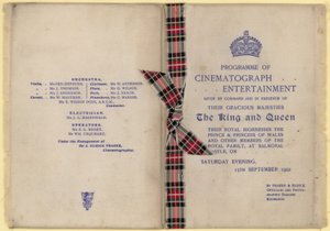 Programma van Cinematograph Entertainment in aanwezigheid van de Koning en Koningin