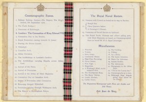 Programma van Cinematograph Entertainment in aanwezigheid van de Koning en Koningin door English School