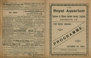 Programma van evenementen in het Royal Aquarium door English School