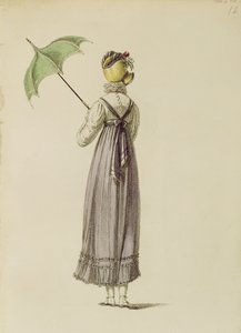 Promenadejurk, modeplaat uit Ackermanns Repository of Arts door English School