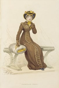 Promenadejurk, modeplaat uit Ackermanns Repository of Arts door English School