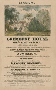 Promotiefolder voor het stadion, Cremorne House, Kings Road, Chelsea, Londen door English School