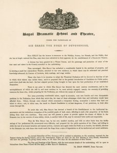 Promotiebrief voor de Royal Dramatic School and Theatre, 73 Dean Street, Soho Square, Londen door English School