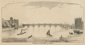 Voorgestelde nieuwe ijzeren brug bij Lambeth door English School