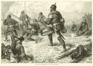 Pruisische trommelaar op het slagveld, september 1870