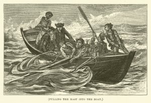 De mast in de boot trekken (gravure)