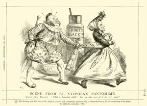 Punch cartoon over John Bright: Scène uit St Stephen