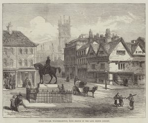 Queen-Square, Wolverhampton, met Standbeeld van de overleden Prins-Gemaal