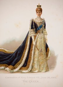 Koningin Alexandra in haar kroningsgewaden door English School