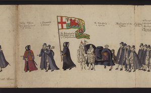 Begrafenisstoet van koningin Elizabeth I door English School