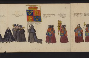 Begrafenisstoet van koningin Elizabeth I door English School