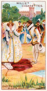 Koningin Elizabeth en Sir Walter Raleigh door English School