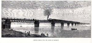 Spoorbrug over de Ganges bij Rajghaut