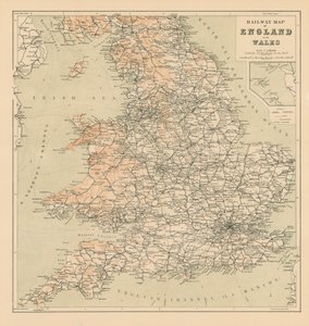 Spoorwegkaart van Engeland en Wales (litho) door English School
