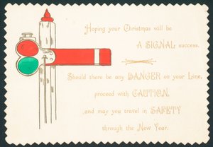 Spoorwegsemafoor, kerstkaart