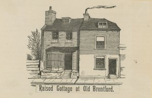 Verhoogd huisje in oud Brentford door English School