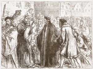 Ontvangst van Johannes Hus in Neurenberg, illustratie uit The History of Protestantism door James Aitken Wylie (1808-1890), gepubliceerd 1878 door English School