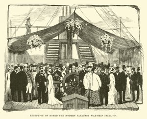 Ontvangst aan boord van het moderne Japanse oorlogsschip Seiki, 1878 door English School