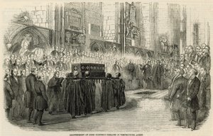 Herbegraving van de resten van John Hunter in Westminster Abbey door English School