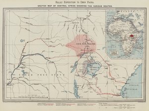 Reddingsmissie naar Emin Pasha, Schetskaart van Centraal-Afrika met de Verschillende Routes
