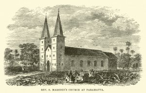 Kerk van dominee S Marsden in Paramatta door English School