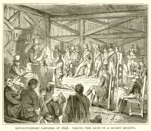 Revolutionaire gevaren van 1848. De eed afleggen in een geheime samenleving door English School