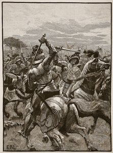 Richard III bij de Slag bij Bosworth, illustratie uit Cassells Geïllustreerde Geschiedenis van Engeland door English School