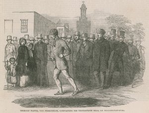 Richard Manks, de wandelaar, voltooit zijn duizendste mijl op Kennington Oval door English School