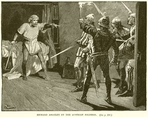 Richard aangevallen door de Oostenrijkse soldaten door English School