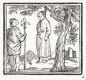 Robert hangt zichzelf op, illustratie uit Chap-books van de Achttiende Eeuw door John Ashton, uitgegeven 1882 door English School