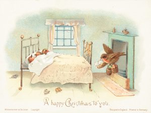 Roodborstjes slapend in bed! Kerstkaart door English School