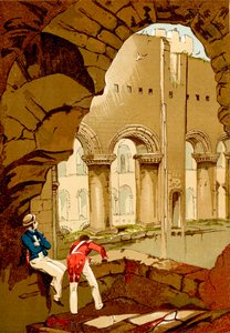 Rochester Castle, interieur (ingekleurde gravure) door English School