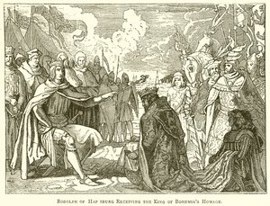 Rodolph van Habsburg ontvangt de Hulde van de Koning van Bohemen
