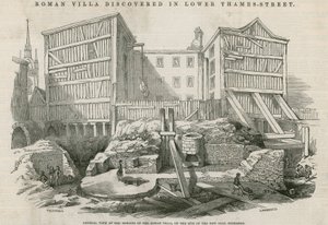 Romeinse villa ontdekt in Lower Thames Street, Londen: Algemeen overzicht van de overblijfselen van de Romeinse villa op de locatie van de nieuwe Coal Exchange door English School