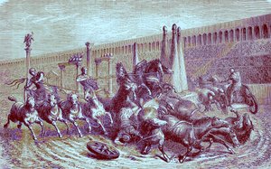 Romeinse openbare spelen onder het rijk - de wagenrace in het circus, illustratie uit The Illustrated History of the World, gepubliceerd ca. 1880