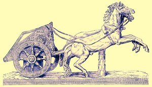 Romeinse racewagen, illustratie uit Cassells Illustrated Universal History door Edward Ollier, gepubliceerd 1890 door English School